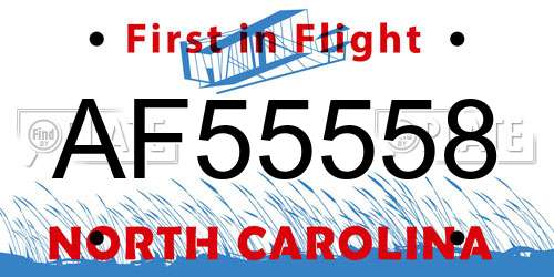 AF55558 North Carolina License Plate