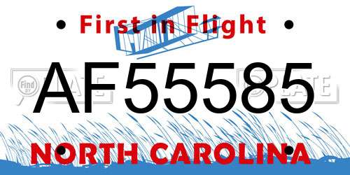 AF55585 North Carolina License Plate