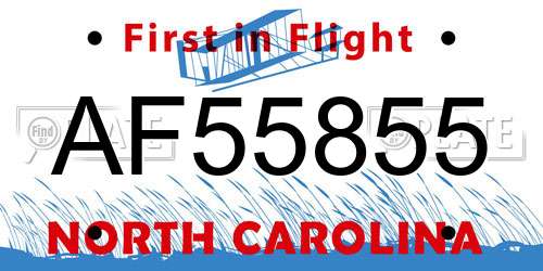 AF55855 North Carolina License Plate