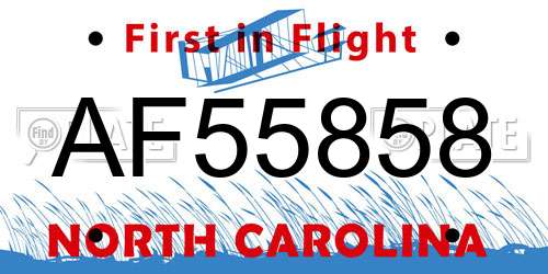 AF55858 North Carolina License Plate