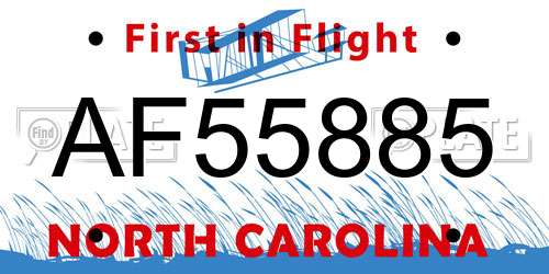 AF55885 North Carolina License Plate