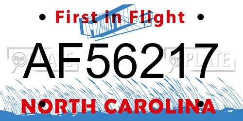 AF56217 North Carolina License Plate
