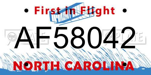 AF58042 North Carolina License Plate