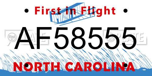 AF58555 North Carolina License Plate