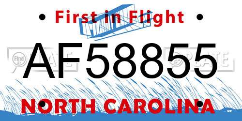 AF58855 North Carolina License Plate