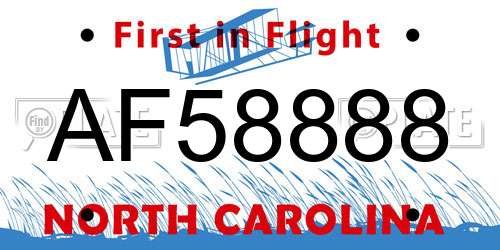 AF58888 North Carolina License Plate