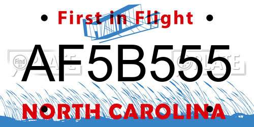 AF5B555 North Carolina License Plate