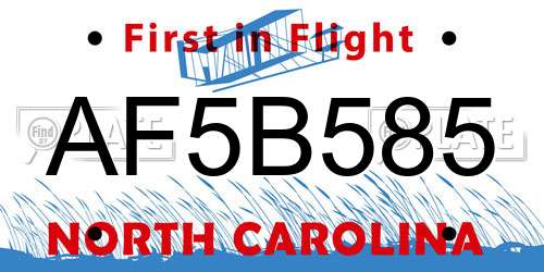 AF5B585 North Carolina License Plate