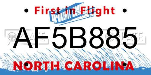 AF5B885 North Carolina License Plate