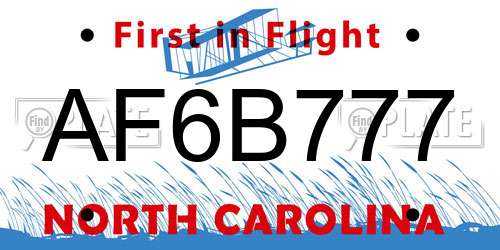 AF6B777 North Carolina License Plate
