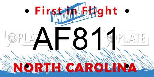 AF811 North Carolina License Plate