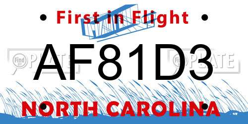 AF81D3 North Carolina License Plate