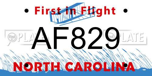 AF829 North Carolina License Plate