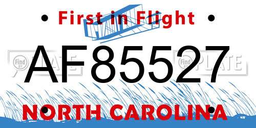 AF85527 North Carolina License Plate