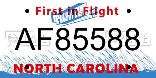 AF85588 North Carolina License Plate