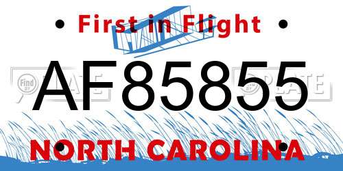 AF85855 North Carolina License Plate