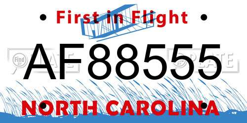 AF88555 North Carolina License Plate