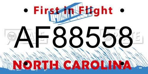 AF88558 North Carolina License Plate