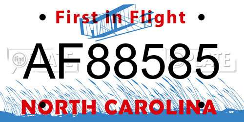 AF88585 North Carolina License Plate