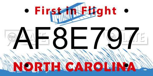 AF8E797 North Carolina License Plate