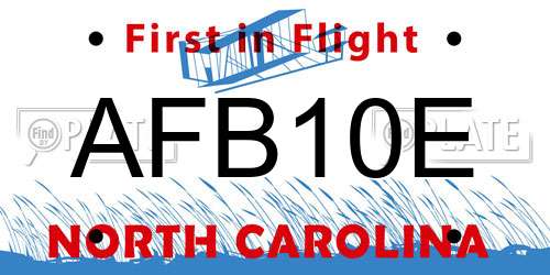 AFB10E North Carolina License Plate