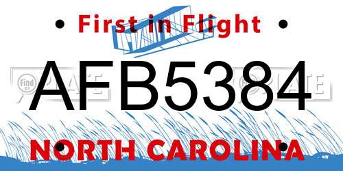 AFB5384 North Carolina License Plate