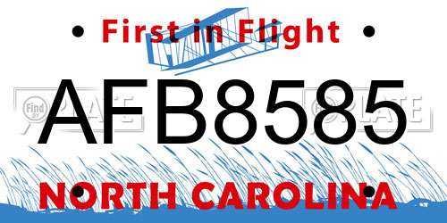 AFB8585 North Carolina License Plate