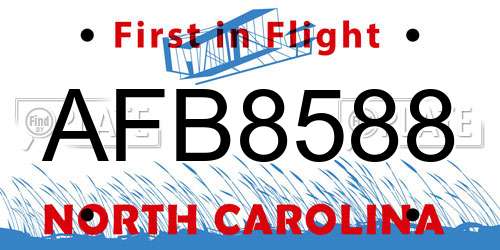 AFB8588 North Carolina License Plate