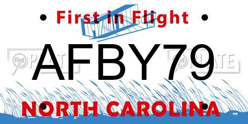AFBY79 North Carolina License Plate