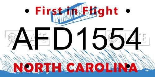 AFD1554 North Carolina License Plate