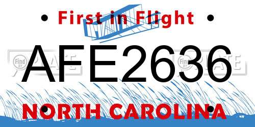 AFE2636 North Carolina License Plate
