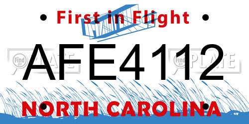 AFE4112 North Carolina License Plate