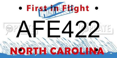 AFE422 North Carolina License Plate