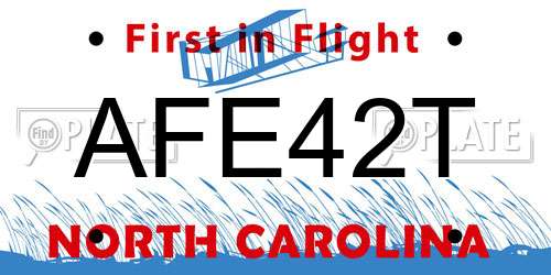 AFE42T North Carolina License Plate
