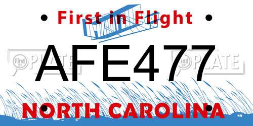 AFE477 North Carolina License Plate