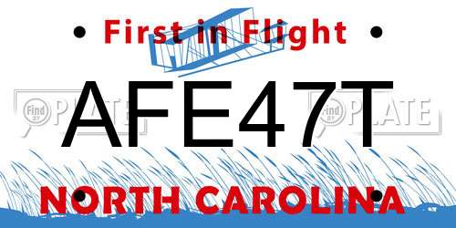 AFE47T North Carolina License Plate