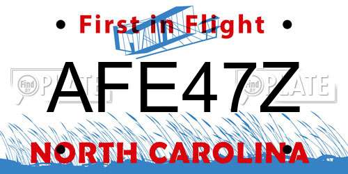 AFE47Z North Carolina License Plate