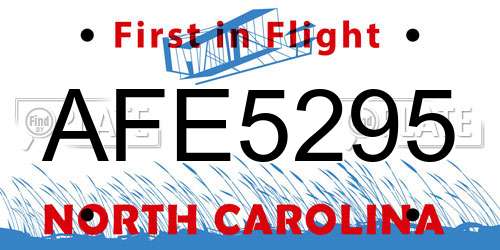 AFE5295 North Carolina License Plate