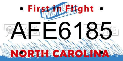 AFE6185 North Carolina License Plate
