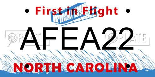 AFEA22 North Carolina License Plate