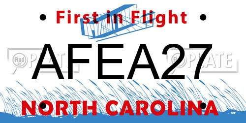 AFEA27 North Carolina License Plate