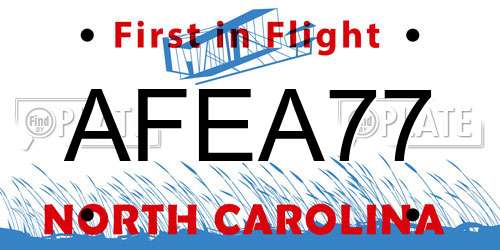 AFEA77 North Carolina License Plate