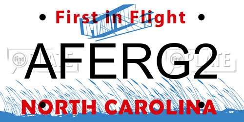 AFERG2 North Carolina License Plate