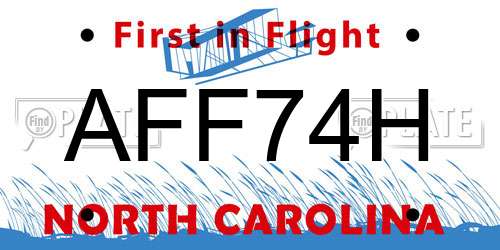 AFF74H North Carolina License Plate