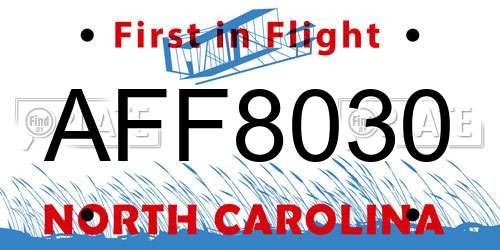 AFF8030 North Carolina License Plate