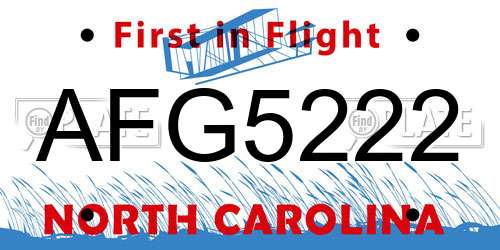 AFG5222 North Carolina License Plate