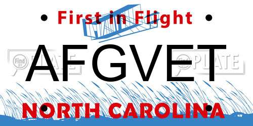 AFGVET North Carolina License Plate