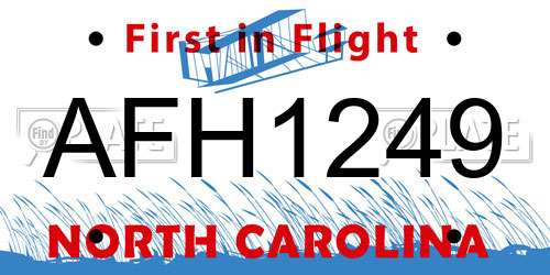 AFH1249 North Carolina License Plate