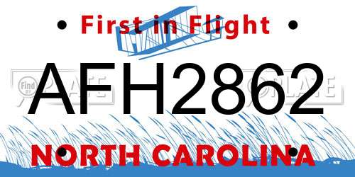 AFH2862 North Carolina License Plate