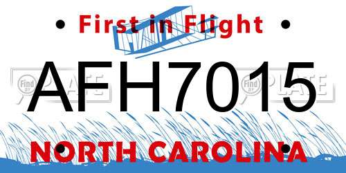 AFH7015 North Carolina License Plate